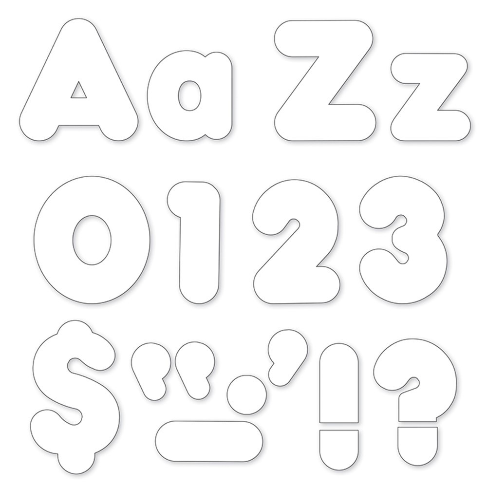 T-79905 - White 4In Casual Uppercase Lowercase Combo Pack in Letters