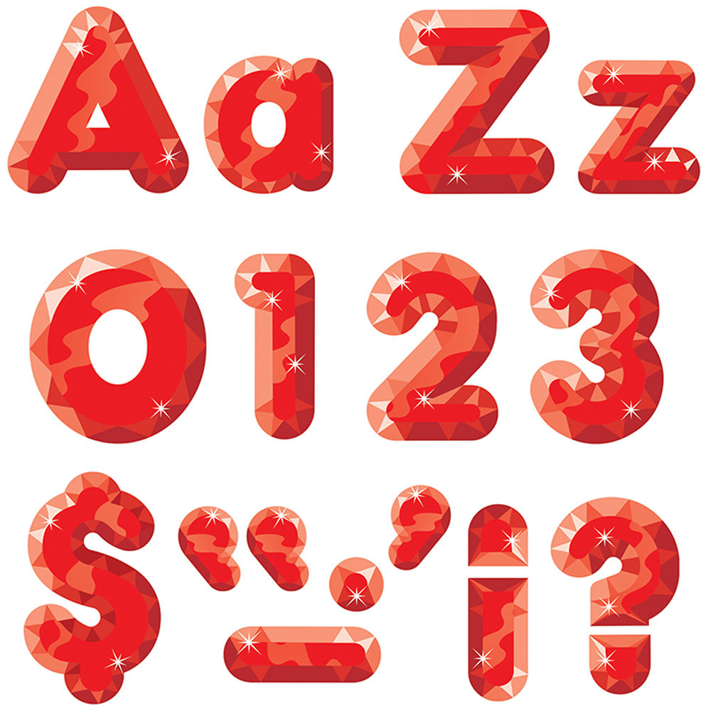 T-79941 - Red Gems Ready Letters 4In Upper Lowercase Combo in Letters