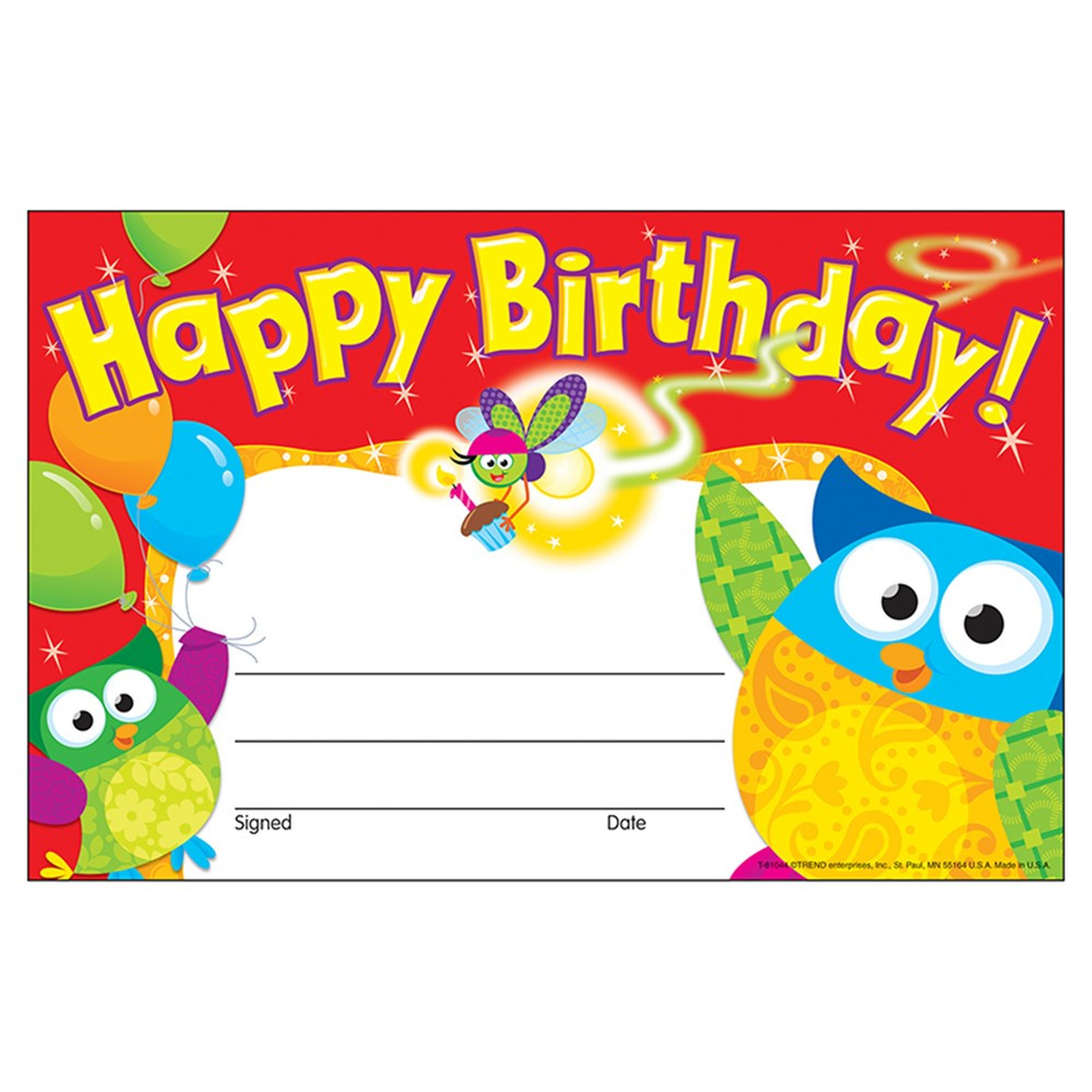 T-81044 - Happy Birthday Owl Stars Recognition Awards in Awards