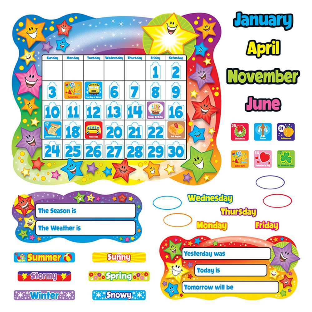 T-8194 - Bulletin Board Set Star Calendar in Calendars