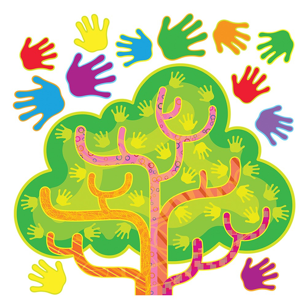 T-8212 - Hands In Harmony Lrn Tree Bulletin Board Set in Classroom Theme