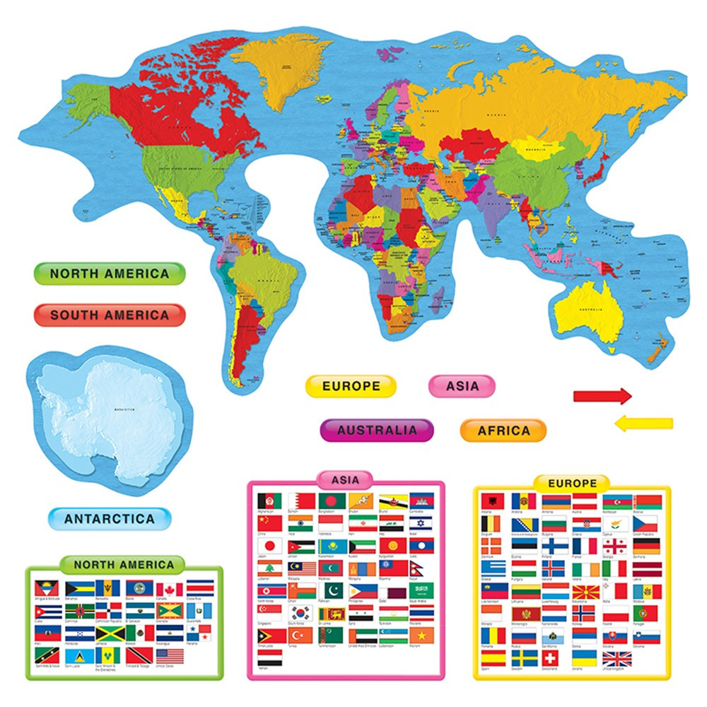 T-8259 - Continents & Countries Bulletin Board Set in Social Studies