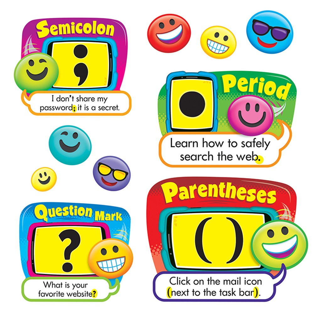 T-8289 - Emoji Punctuation Bulletin Board Set in Classroom Theme
