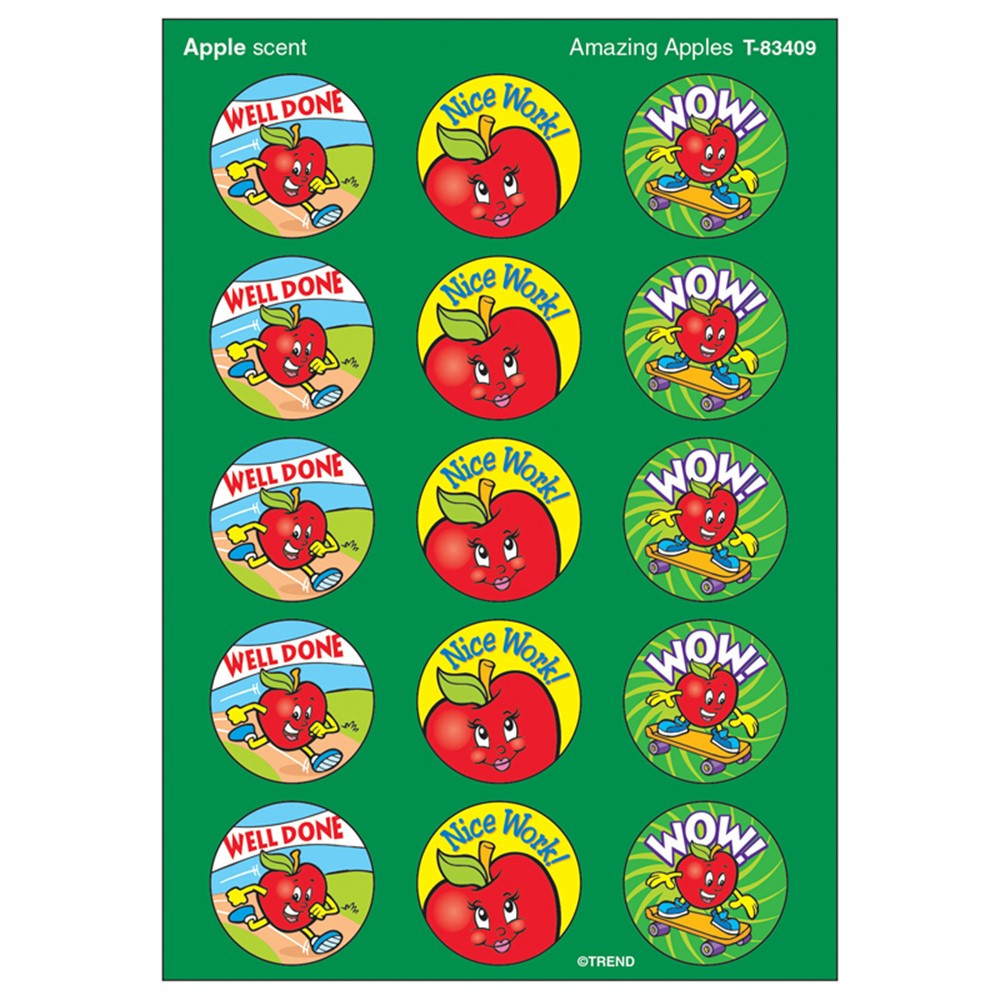 T-83409 - Stinky Stickers Amazing Apples 60Pk Acid-Free Apple in Stickers