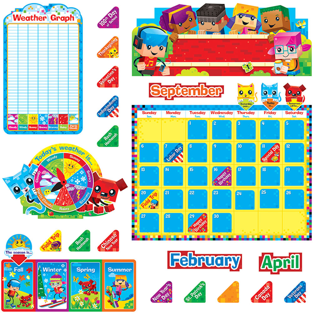 BlockStars! Calendar Bulletin Board Set T8381 Trend Enterprises