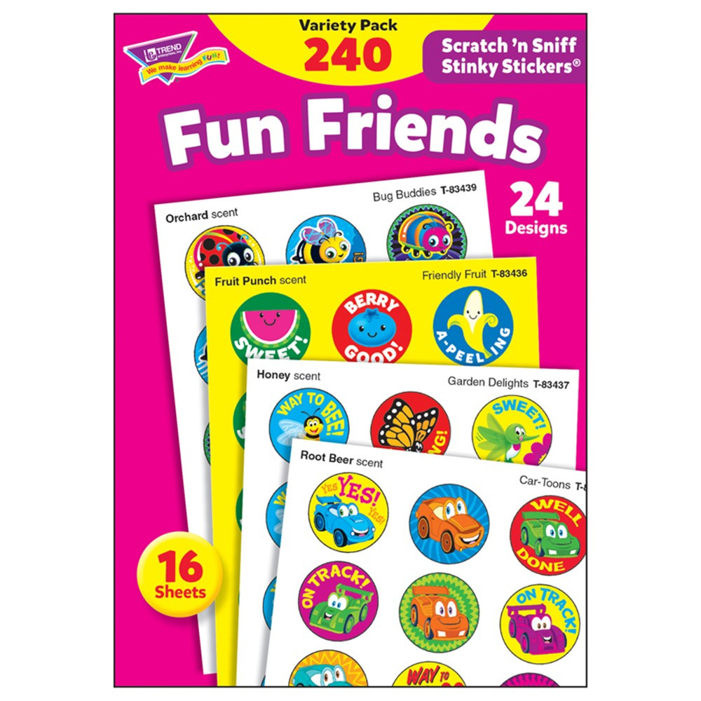 T-83917 - Stinky Stickr Variety Pk Fun Friend Scratch N Sniff in Stickers