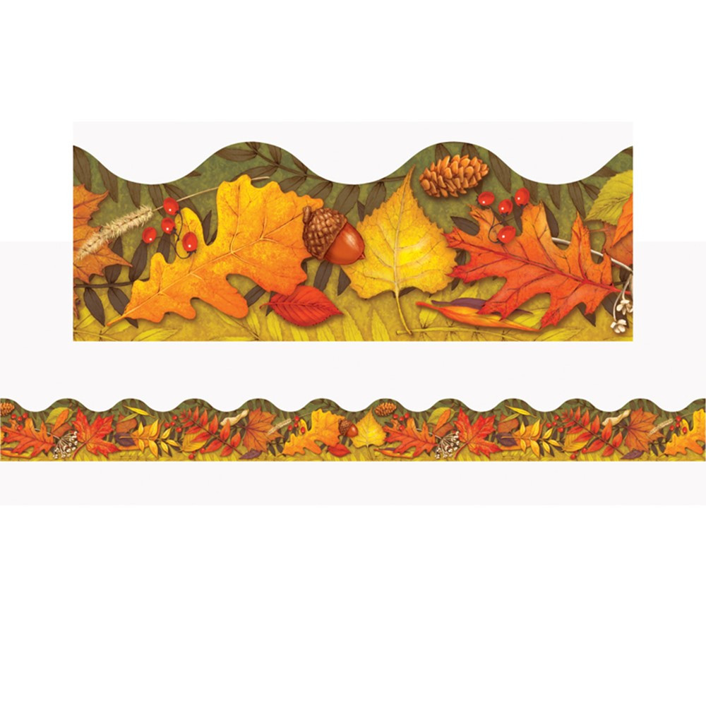 T-92337 - Leaves Of Autumn Trimmers Scalloped Edge 12/Pk 2.25 X 39 Total in Border/trimmer