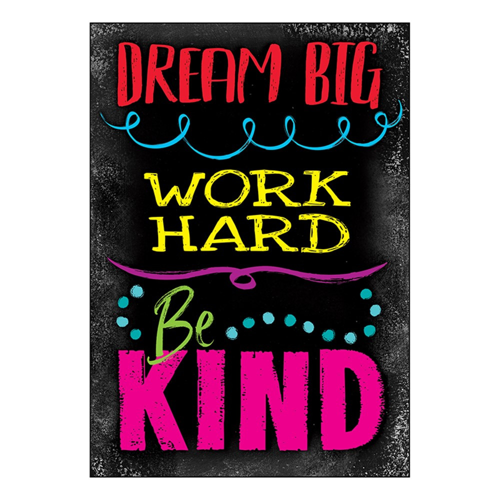 T-A67090 - Dream Big Word Hard Be Kind Poster in Motivational