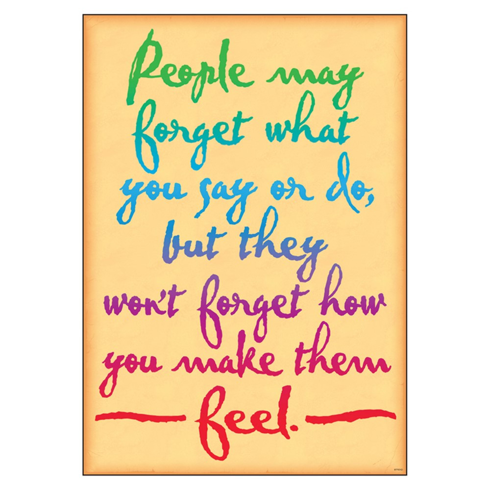 T-A67378 - People May Forget What You Say Poster in Motivational