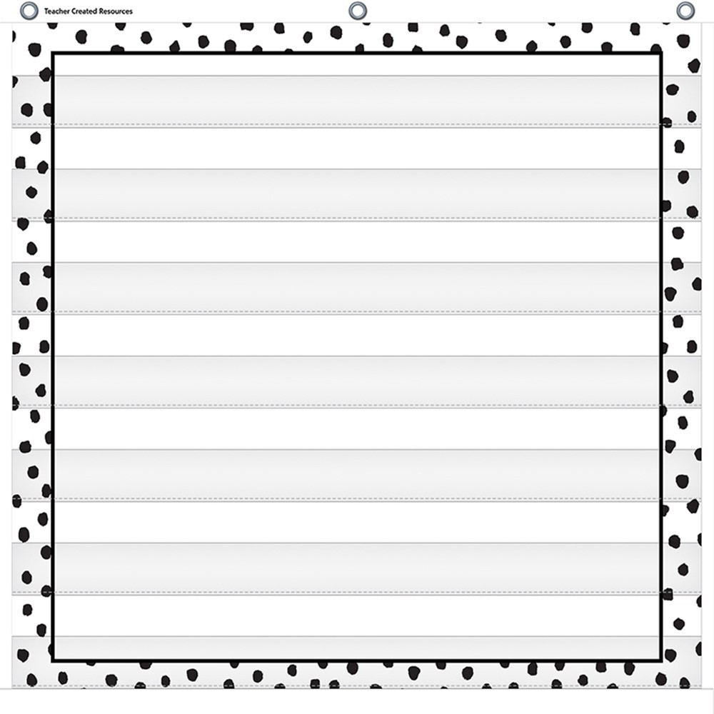 Black Painted Dots on White 7 Pocket Chart, 28" x 28" - TCR20103 | Teacher Created Resources | Pocket Charts
