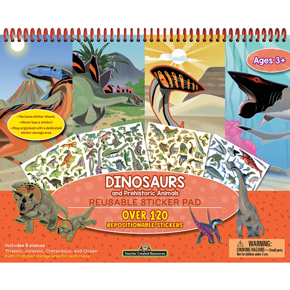 Dinosaurs and Prehistoric Animals Reusable Sticker Pad - TCR20116 | Teacher Created Resources | Window Clings