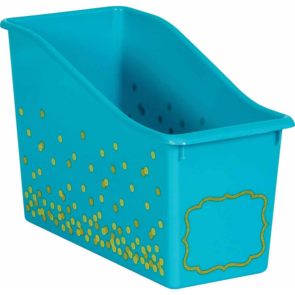 Teal Confetti Plastic Book Bin - TCR20340 | Teacher Created Resources | Storage Containers