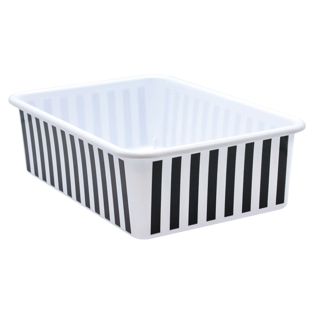Black and White Stripes Large Plastic Storage Bin - TCR20418 | Teacher Created Resources | Storage Containers