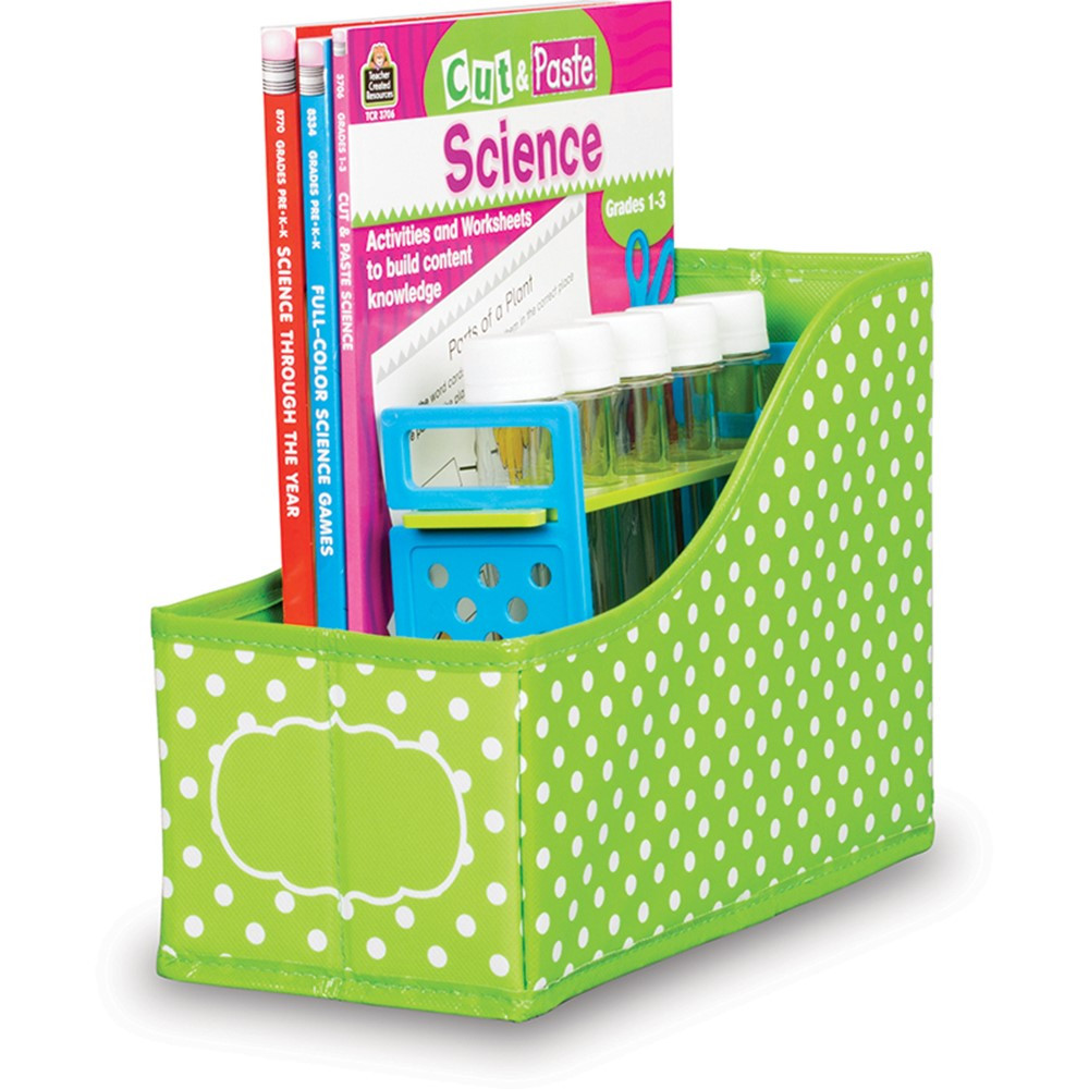 TCR20785 - Lime Polka Dots Book Bin in Storage Containers