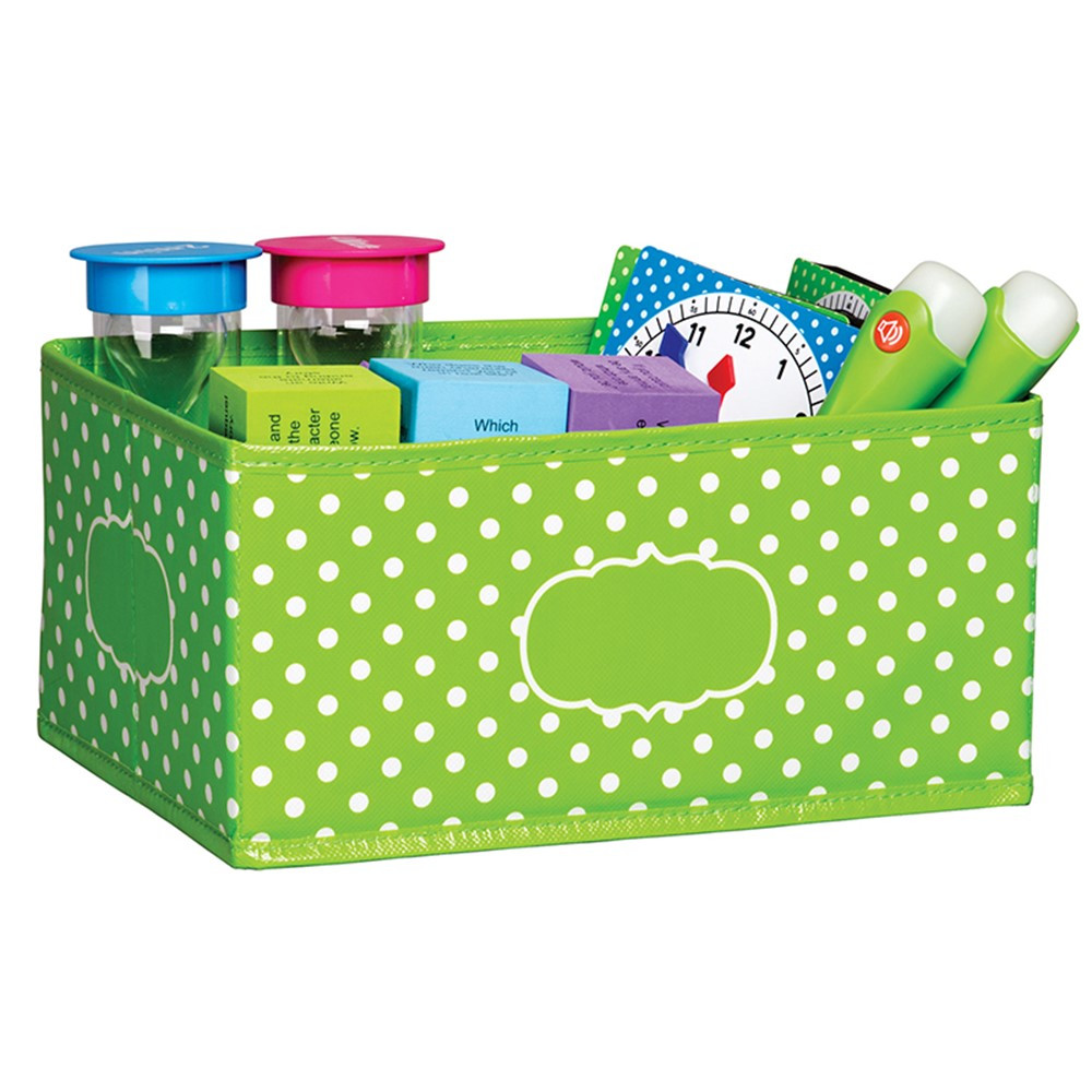 TCR20818 - Small Lime Polka Dots Storage Bin in Storage Containers