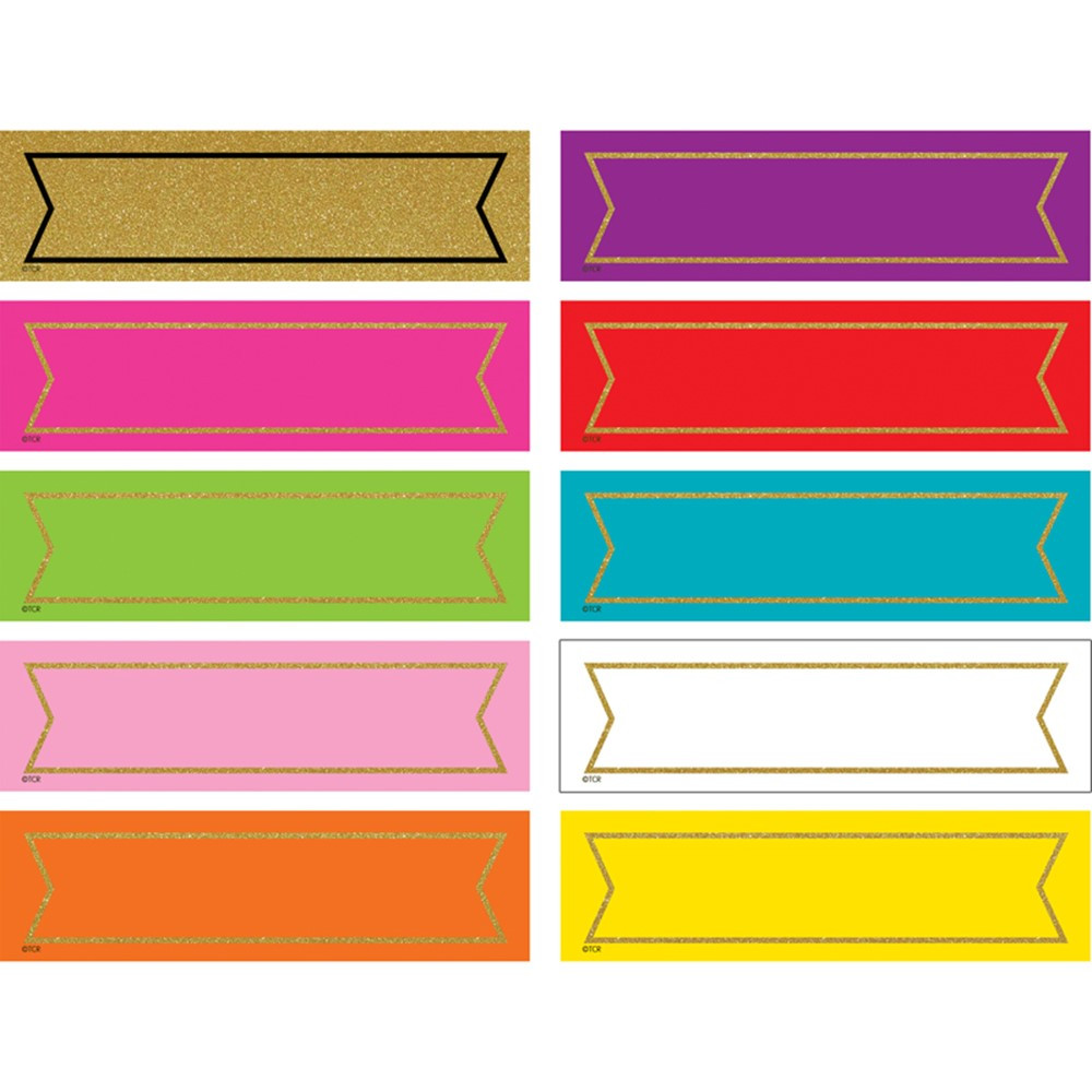 TCR20869 - Colorful Gold Shimmer Labels in Name Plates