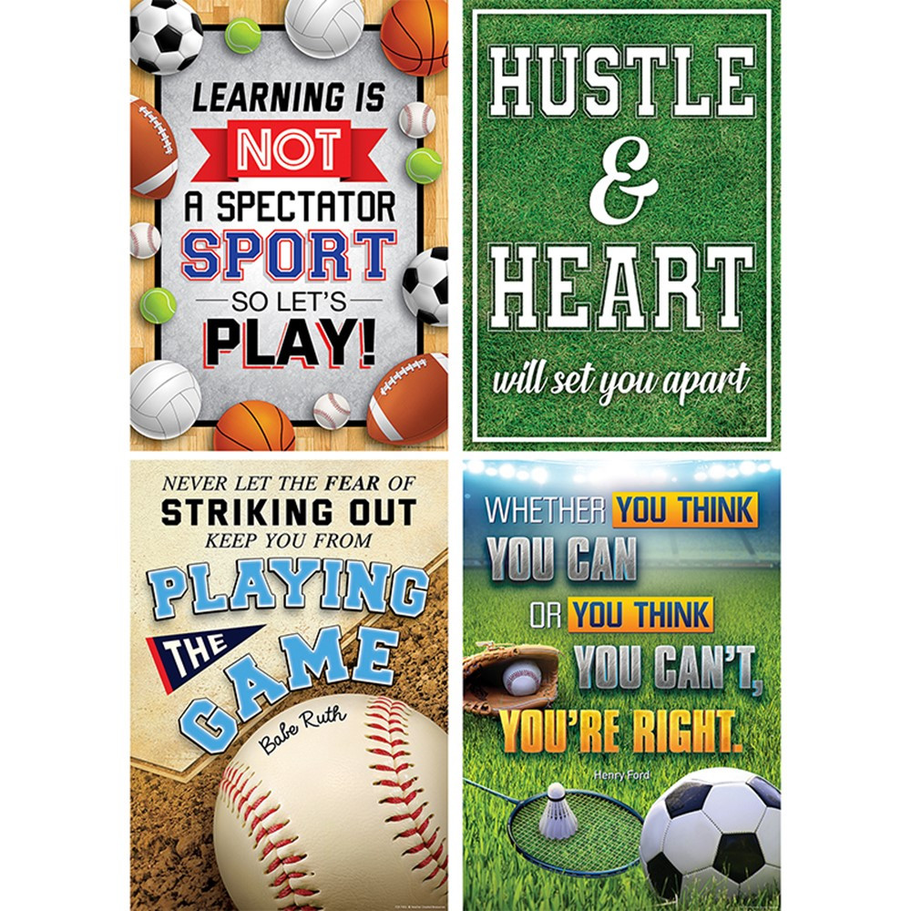 Sports Quotes Posters, 13-3/8" x 19", Set of 4 - TCR2088535 | Teacher Created Resources | Classroom Theme