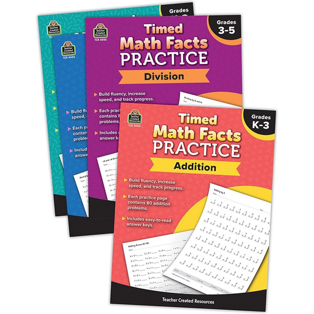 Timed Math Facts Practice Set of 4 - TCR2088663 | Teacher Created Resources | Activity Books