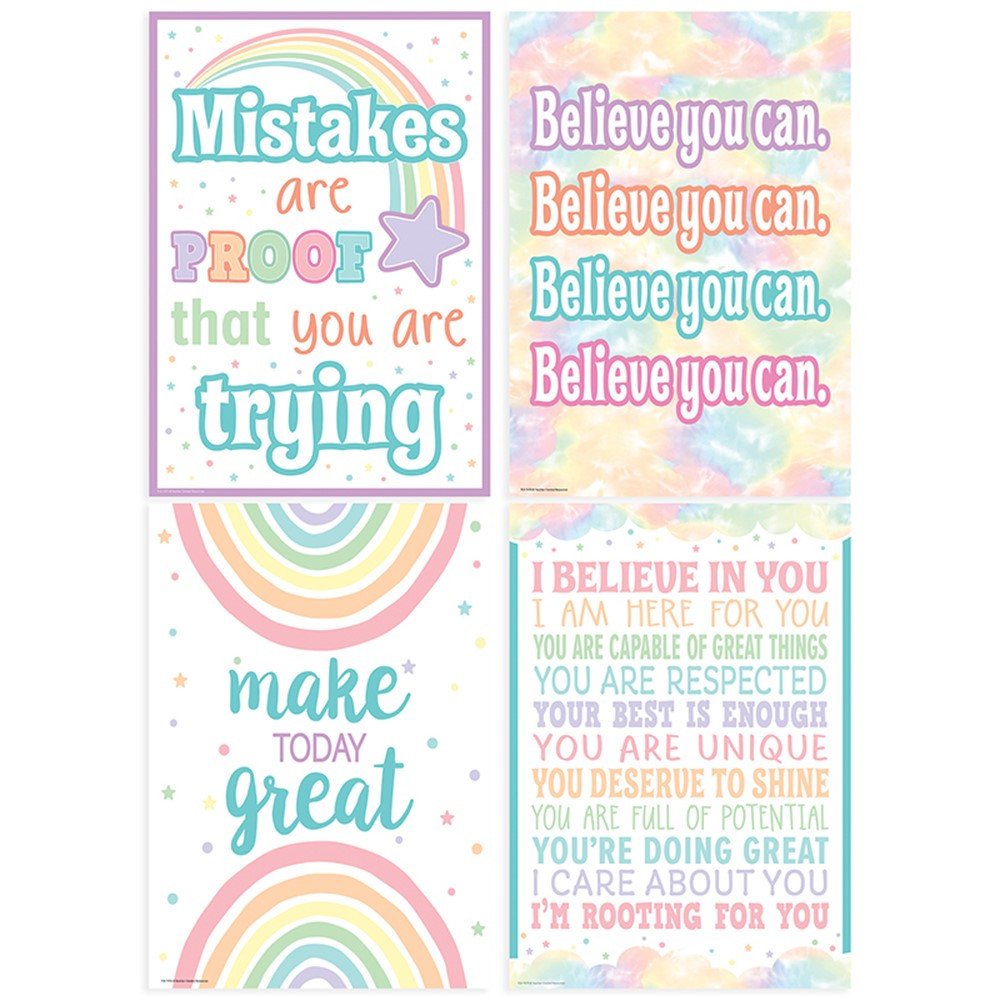 Pastel Pop Positive Posters, Set of 4 - TCR2088703 | Teacher Created Resources | Motivational