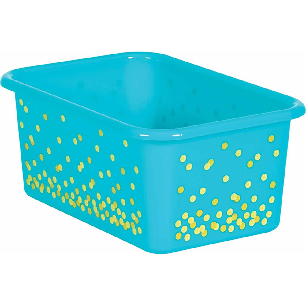 Teal Confetti Small Plastic Storage Bin - TCR20893 | Teacher Created Resources | Storage Containers