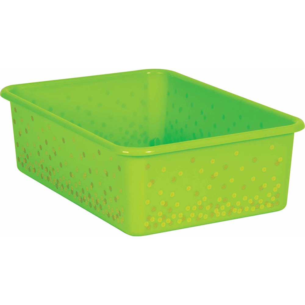 Lime Confetti Large Plastic Storage Bin - TCR20897 | Teacher Created Resources | Storage Containers