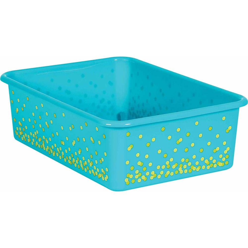Teal Confetti Large Plastic Storage Bin - TCR20900 | Teacher Created Resources | Storage Containers