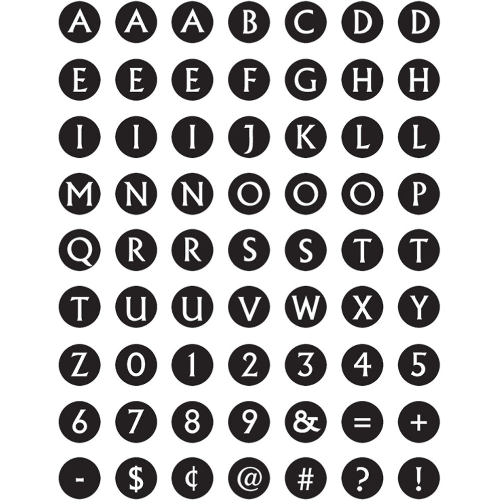 Cartoon Alphabet Stickers, White & Black, 3 inches, 147 Stickers, Mardel