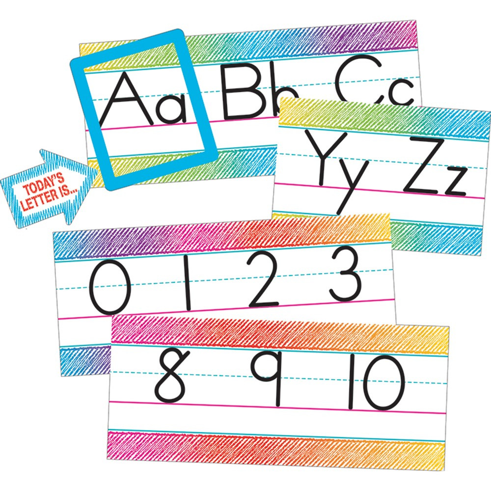 TCR3052 - Colorful Scribble Alphabet Line Bulletin Board Set in Language Arts