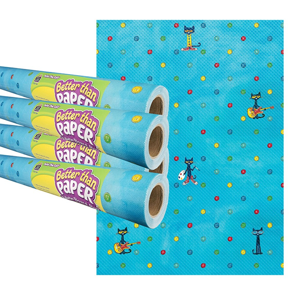 Pete the Cat Better Than Paper Bulletin Board Roll, 4' x 12', Pack of 4 - TCR32437 | Teacher Created Resources | Bulletin Board & Kraft Rolls