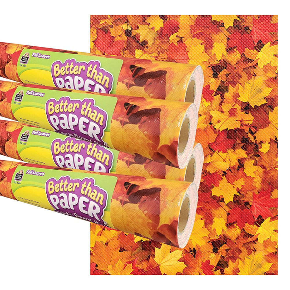 Fall Leaves Better Than Paper Bulletin Board Roll, 4' x 12', Pack of 4 - TCR32440 | Teacher Created Resources | Bulletin Board & Kraft Rolls
