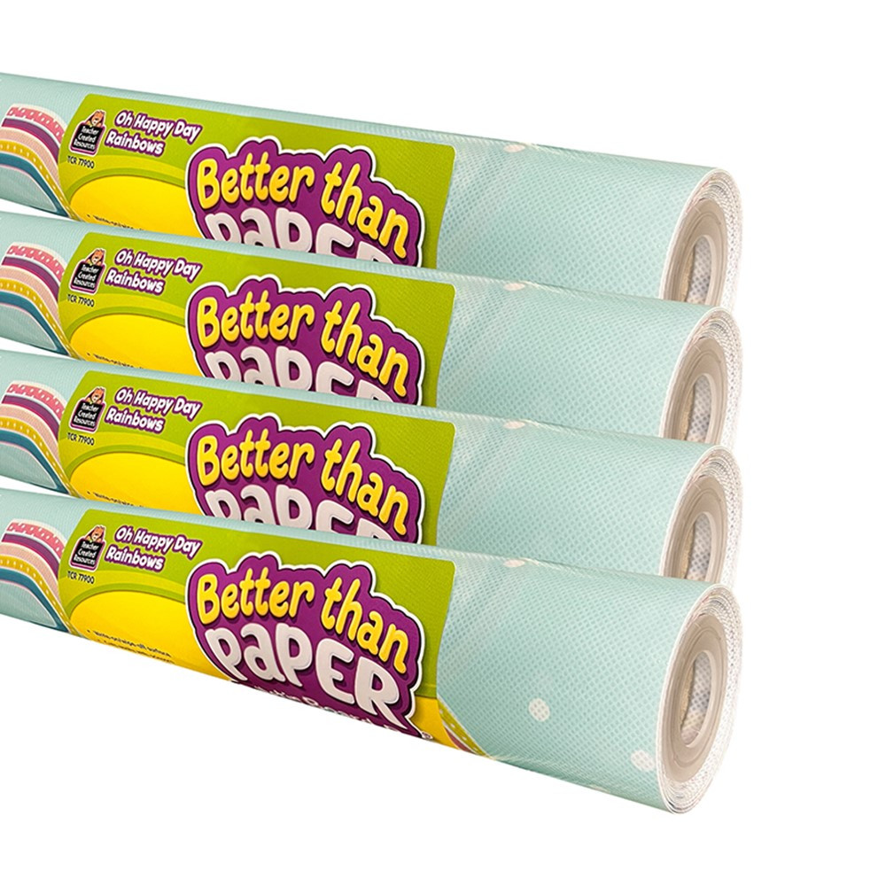 Better Than Paper Bulletin Board Roll, Oh Happy Day Rainbows, 4-Pack - TCR32459 | Teacher Created Resources | Bulletin Board & Kraft Rolls