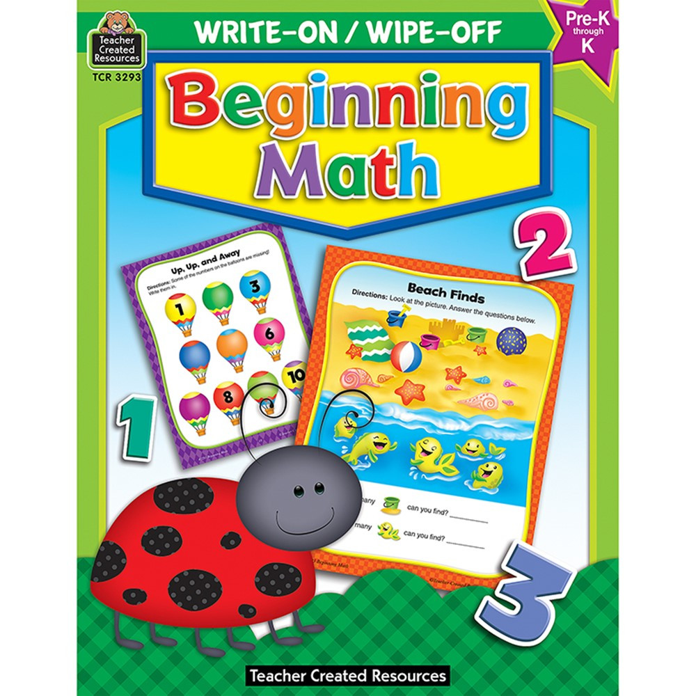 Beginning Math Write-On Wipe-Off Book, Grade PK-K - TCR3293 | Teacher Created Resources | Activity Books