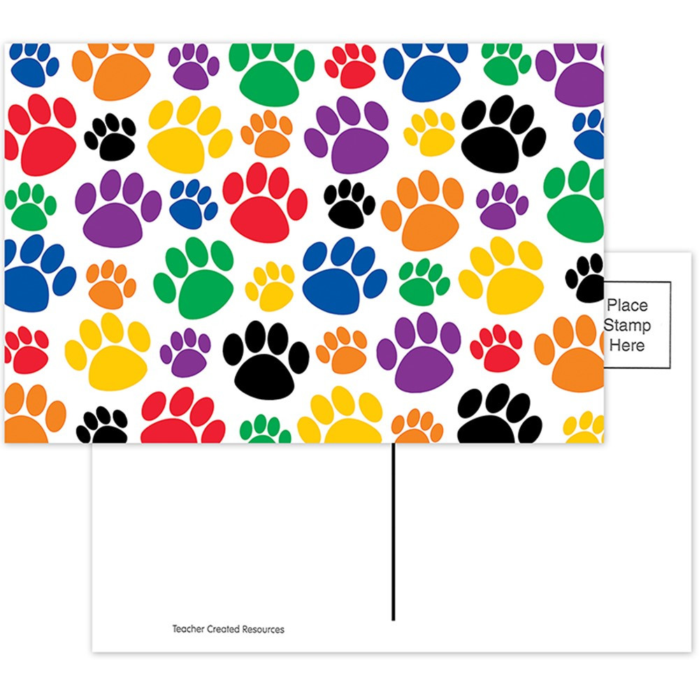 TCR4799 - Colorful Paw Prints Postcard in Postcards & Pads