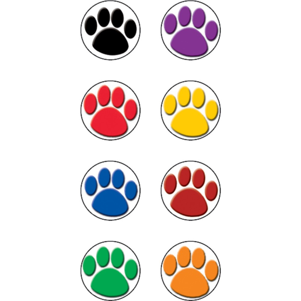 TCR4819 - Colorful Paw Prints Mini Stickers in Stickers