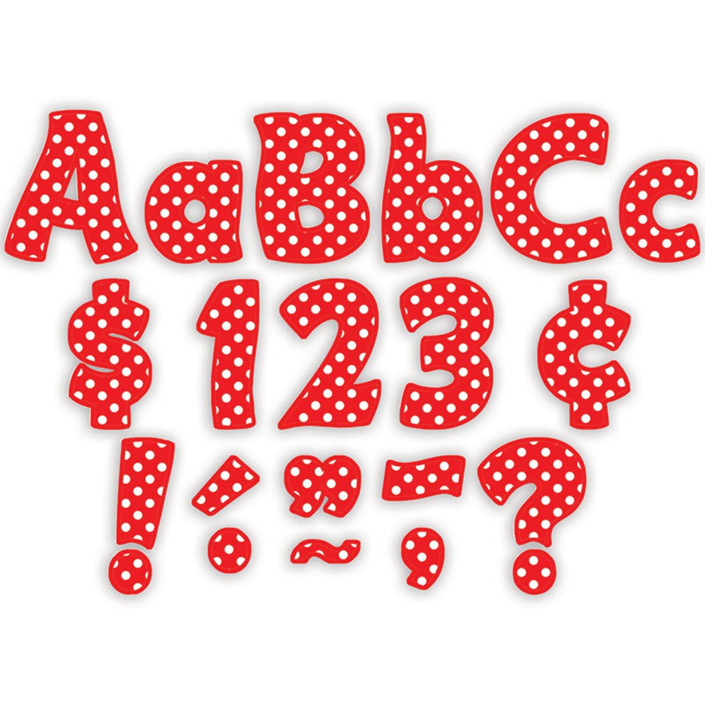 TCR5344 - Red Polka Dots Funtastic Font 4In Letters Combo Pack in Letters