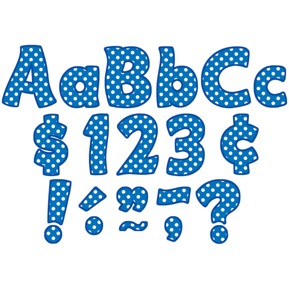 TCR5347 - Blue Polka Dots Funtastic Font 4In Letters Combo Pack in Letters