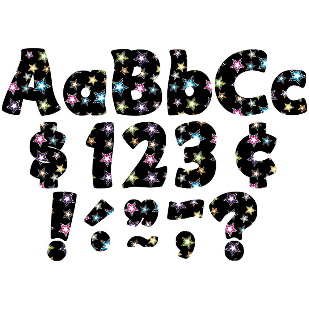 TCR5374 - Fancy Stars Funtastic Font 4In Letters Uppercase Pack in Letters