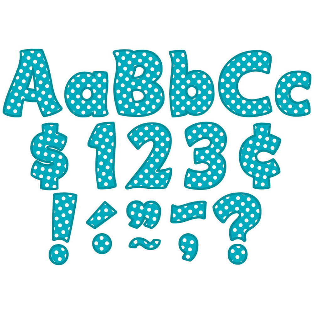 TCR5429 - Teal Polka Dots 4In Letters Pk Combo in General