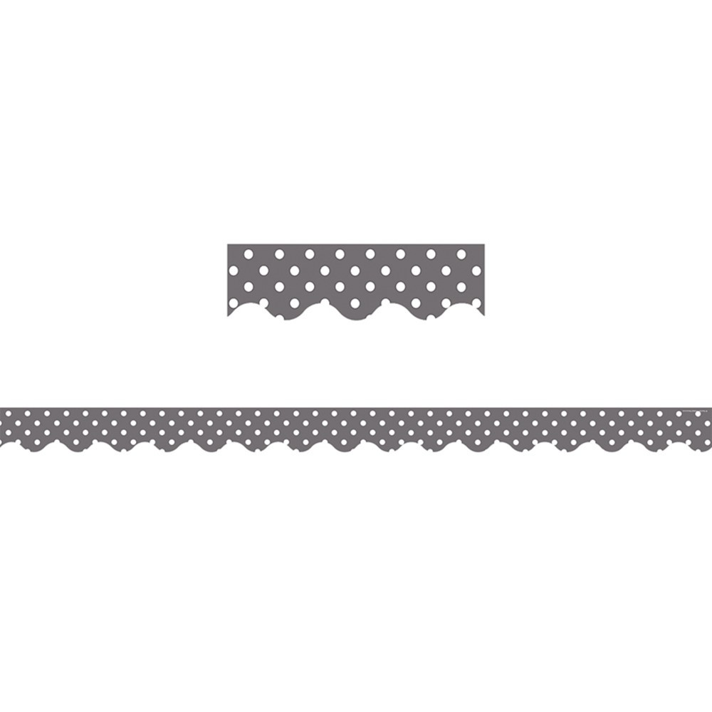 TCR5495 - Gray Mini Polka Dots Scalloped Border Trim in Border/trimmer