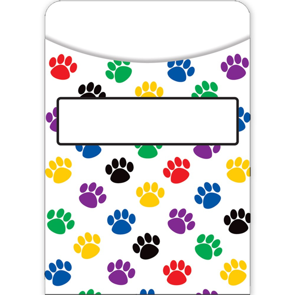 TCR5550 - Paw Prints Library Pockets in Library Cards