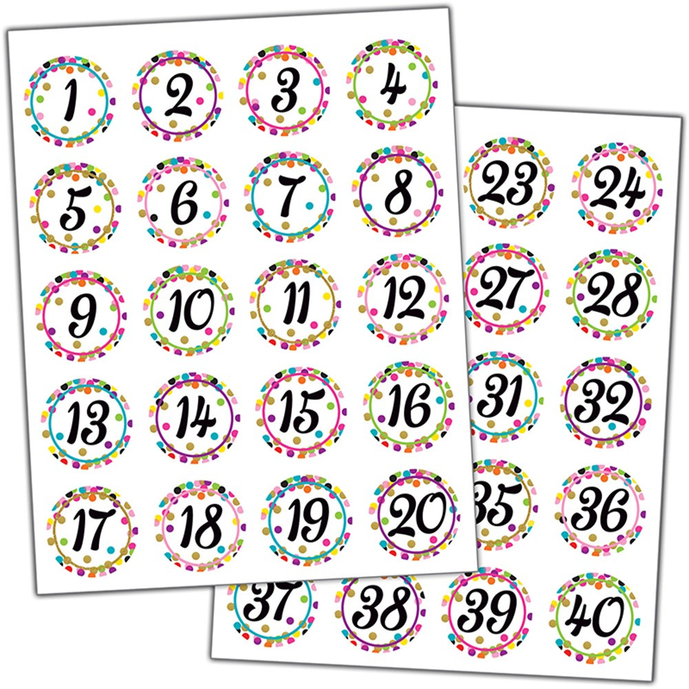TCR5574 - Confetti Numbers Stickers in Stickers
