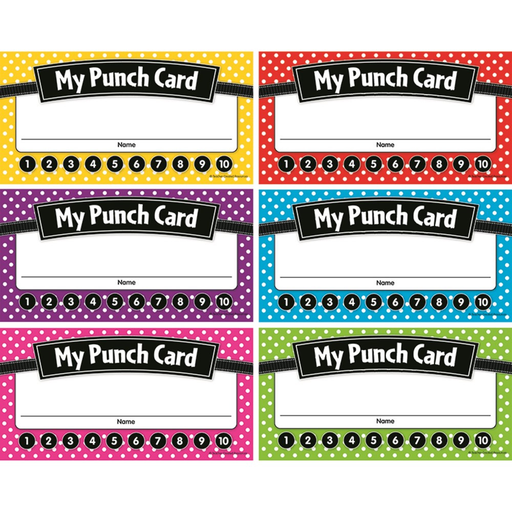 TCR5608 - Polka Dots Punch Cards in Awards