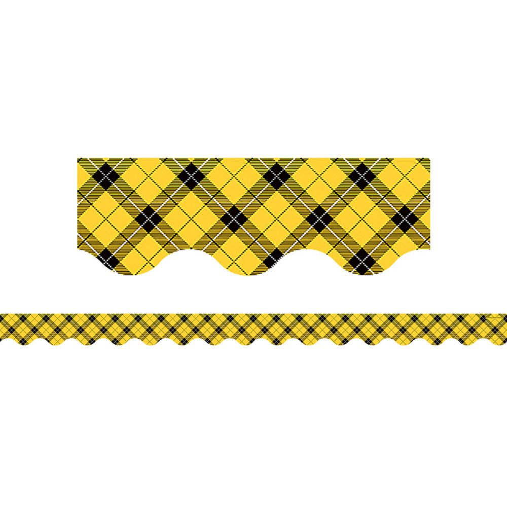 TCR5662 - Yellow Plaid Scalloped Border Trim in Border/trimmer