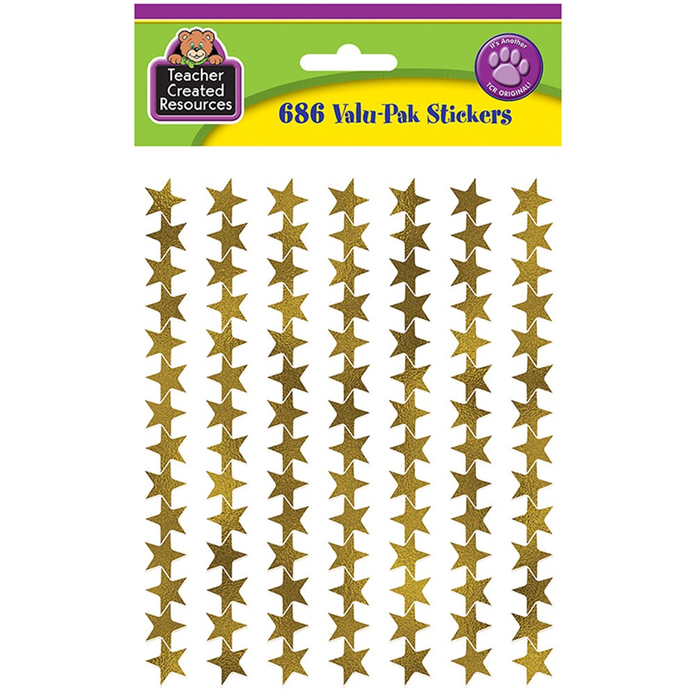 TCR5799 - Gold Foil Star Stickers Valu Pak in Stickers