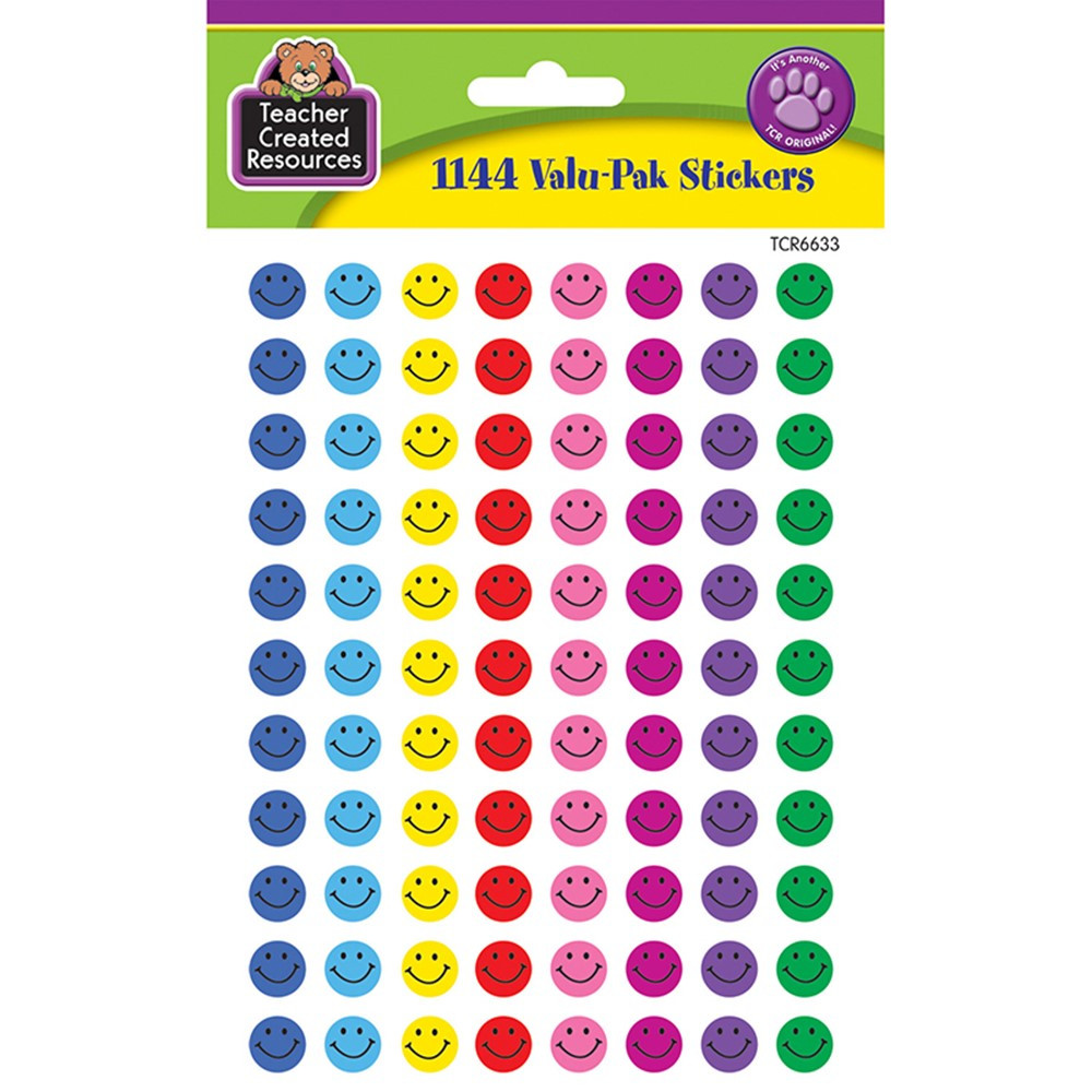 TCR6633 - Mini Happy Face Valu-Pak Stickers in Stickers