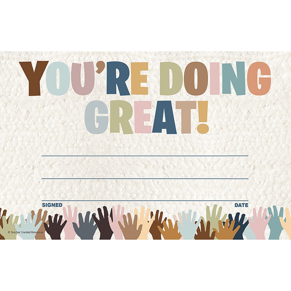 Everyone is Welcome You're Doing Great! Awards, Pack of 30 - TCR7136 | Teacher Created Resources | Awards