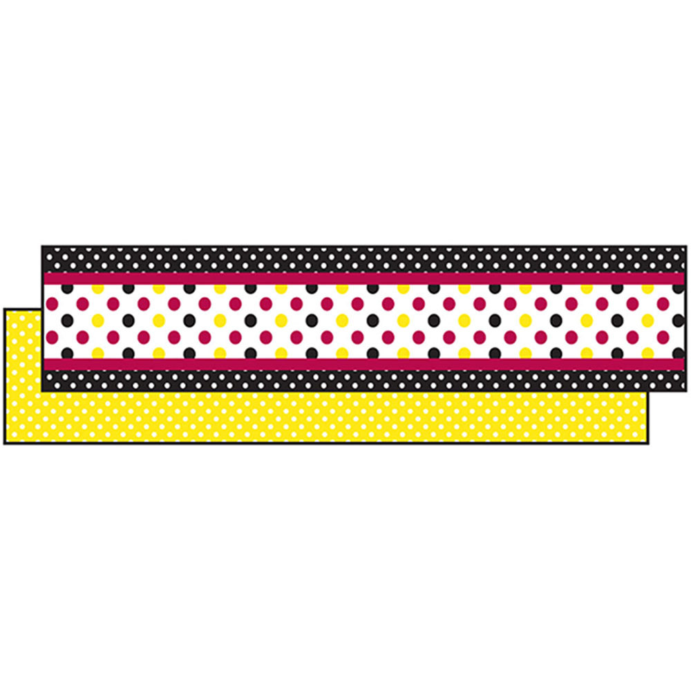 TCR73251 - Black Yellow Dot Ribbon Runners in Border/trimmer