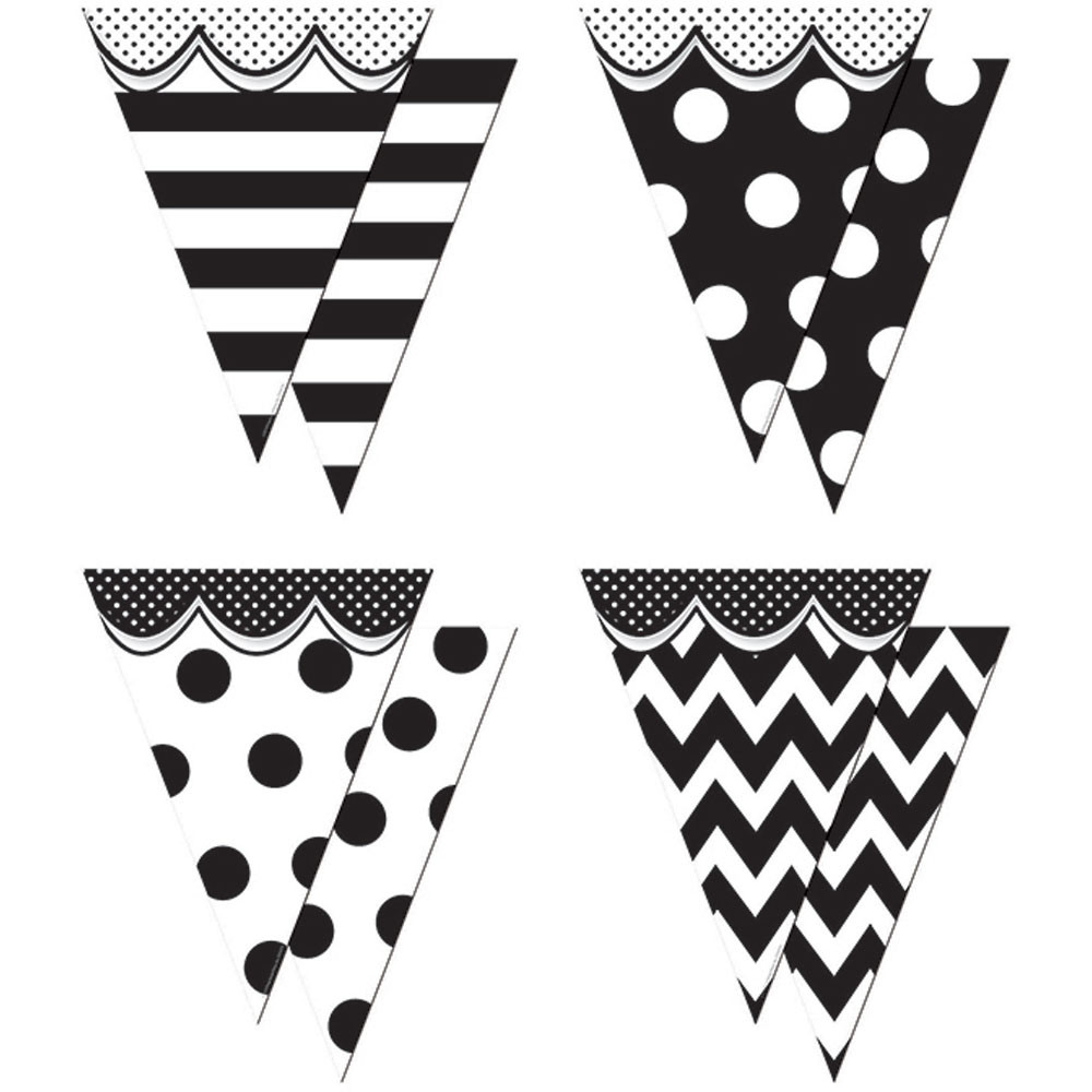 TCR74775 - Pennants With Pizzazz Big Bold Black & White in Accents