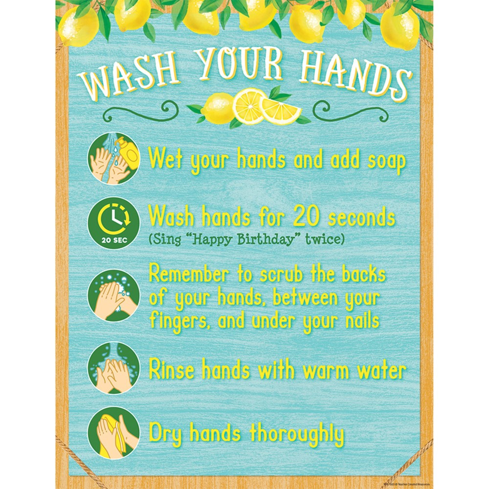 Lemon Zest Wash Your Hands Chart, 17 x 22" - TCR7503 | Teacher Created Resources | Classroom Theme"