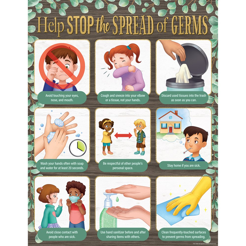 Eucalyptus Help Stop the Spread of Germs Chart, 17 x 22" - TCR7507 | Teacher Created Resources | Classroom Theme"